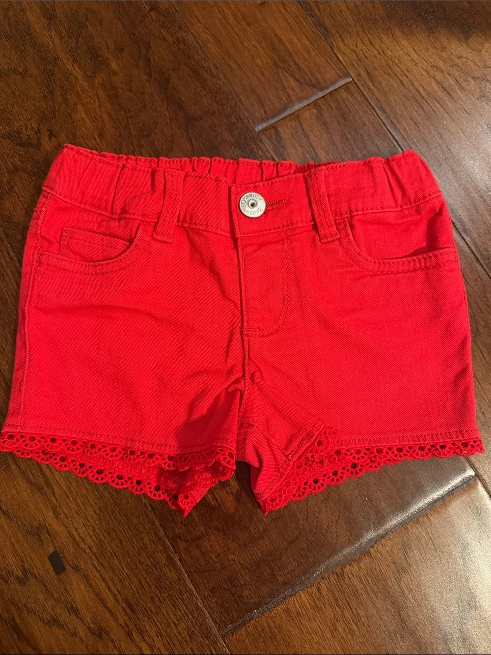 OshKosh B'gosh Red Lace-Trim Girls Shorts